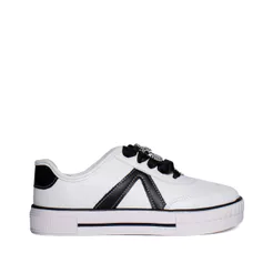 Tênis Infantil Molekinha Casual Adereço Metal Branco Preto