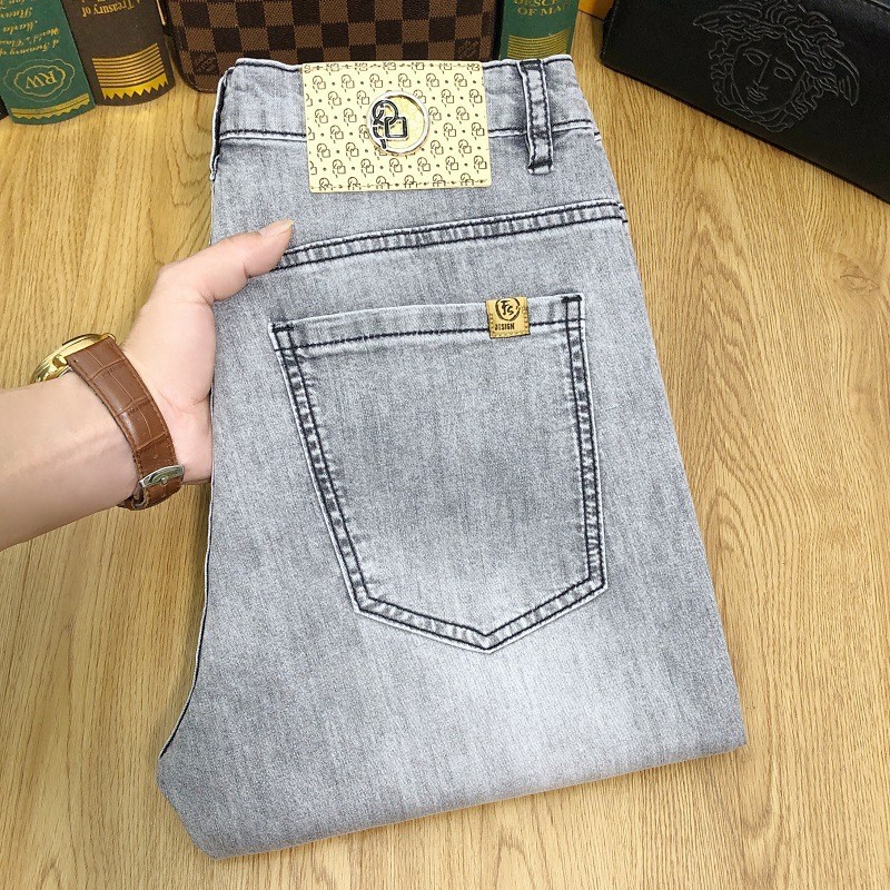 2025 Novo Estilo Smoke Grey Jeans Masculino Primavera Outono Produtos Europeus High-End Exportação de Comércio Exterior 
