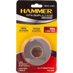Fita dupla face multiuso automotiva 19mm x 2m FEL-192 - Hammer