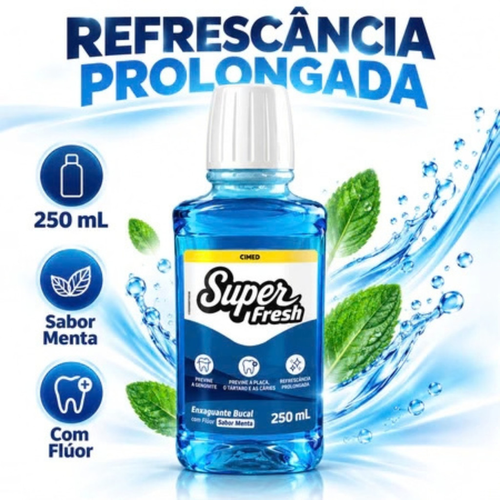 Enxaguante Bucal Super Fresh Menta 250ml - Cimed — imagem 2 de 2