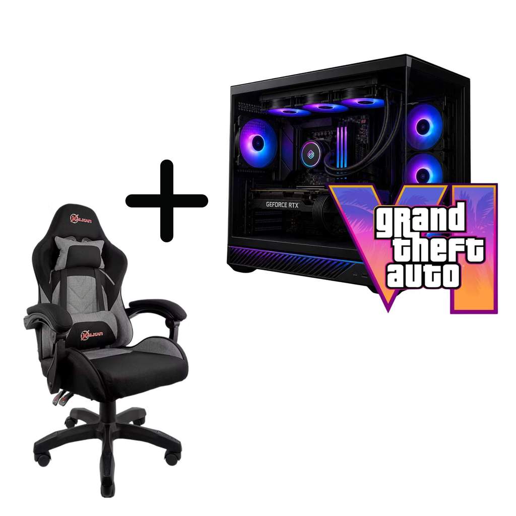 PC Gamer GTA 6 PRO, Ryzen 7 7700X + RTX 5070 12GB, Memória RAM 2x16GB DDR5, 1TB NVMe (cadeira gamer de brinde)