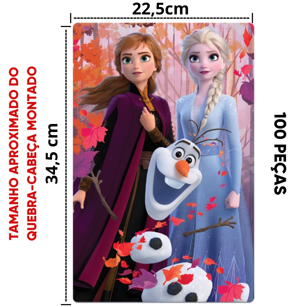 QUEBRA CABEÇA FROZEN DISNEY 100 PEÇAS TOYSTER PUZZLE DESENHO CRIANÇA MENINAS PRINCESAS ANA ELSA OLAF · foto 2