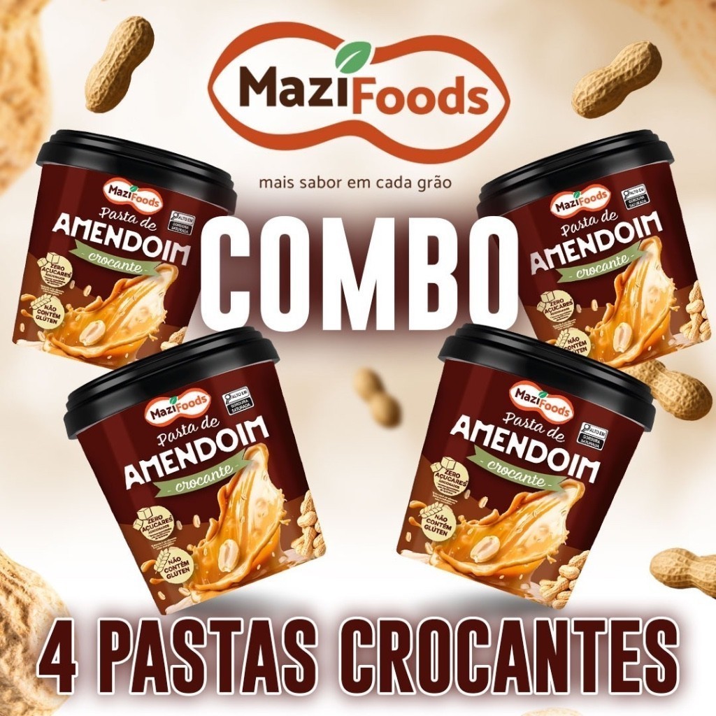 Combo 4 Pastas de Amendoim Crocantes 4kg - Alimentos Saudáveis