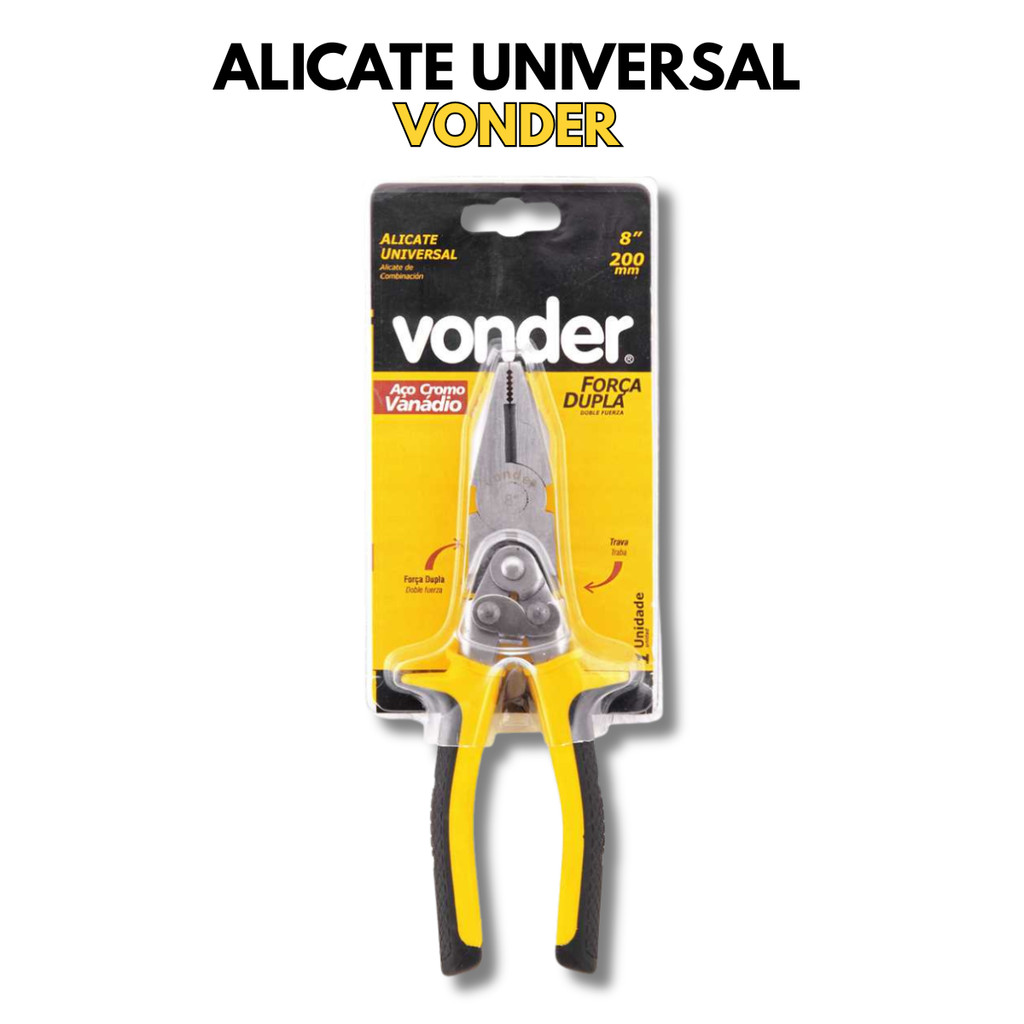 Alicate Universal 8" Vonder Força Dupla Cromo Vanádio