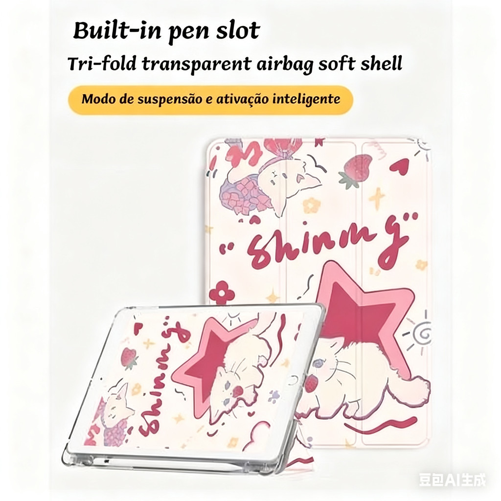 Capa Capinha Silicone Flip Gata Fofa para Tablet Redmi SE 11 8.7 Pad PRO 12.1 10.61 inch Case Slot para Caneta