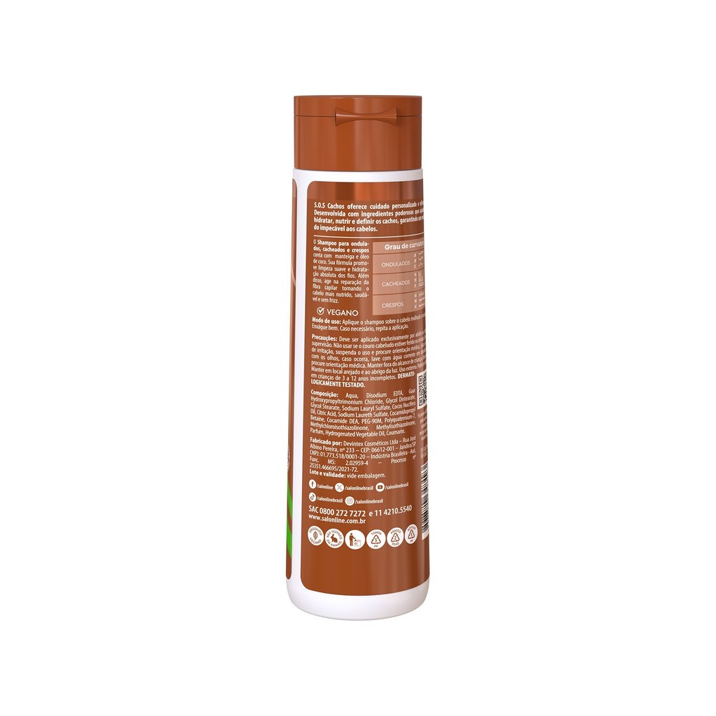 Detalhes do Kit SOS Cachos Coco Shampoo + Condicionador + Creme de Pentear + Máscara Salon Line