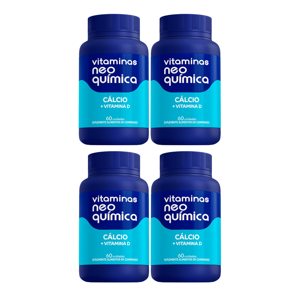 Kit 4 Suplemento Cálcio + Vitamina D 60 Cápsulas - Neo Química