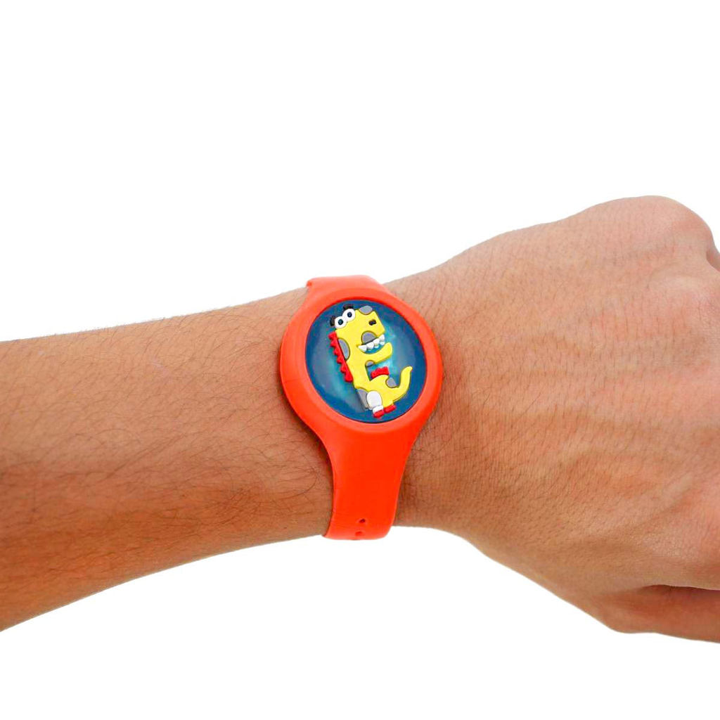 Pulseira Relogio Infantil Repelente Mosquito Laranja