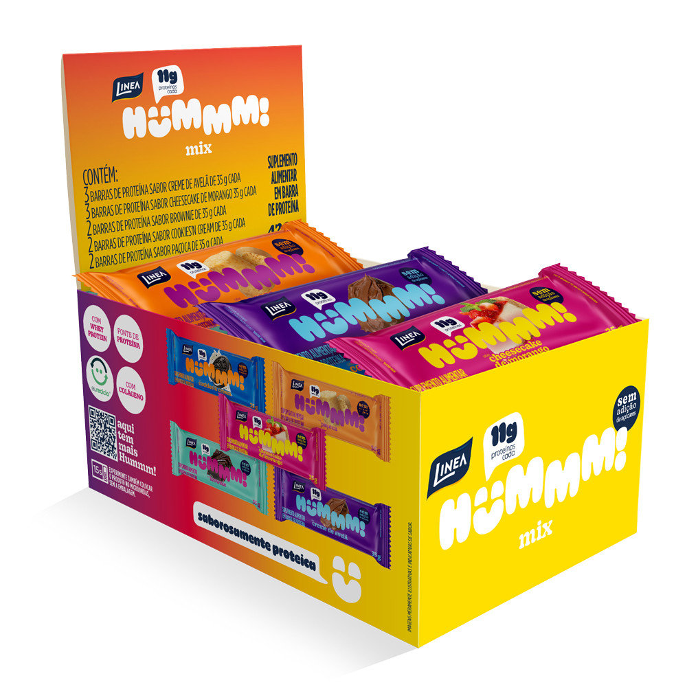 Hummm! Snack Proteico Sortido Caixa com 12 unidades de 35g em Oferta na Shopee