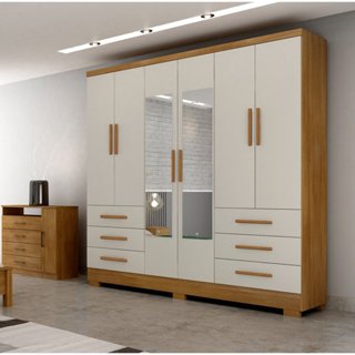 Guarda Roupa Casal MDP Dakar 6Pts 6Gav com Espelho Cumaru com Fendi Cumaru Fendi em Oferta na Shopee