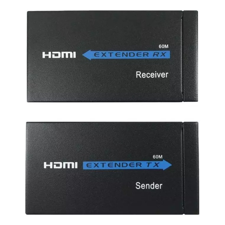 Extensor Hdmi 60m Conversor Rj45 Ip Cat 5e Cat 6e Adaptador Cabo De Rede