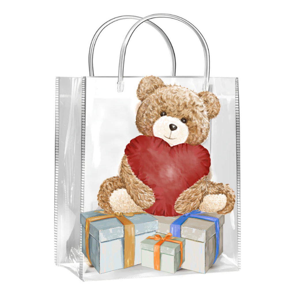 Kit 10/20/30 Sacola Transparente para Presentes Reutilizável PVC Lembrancinhas