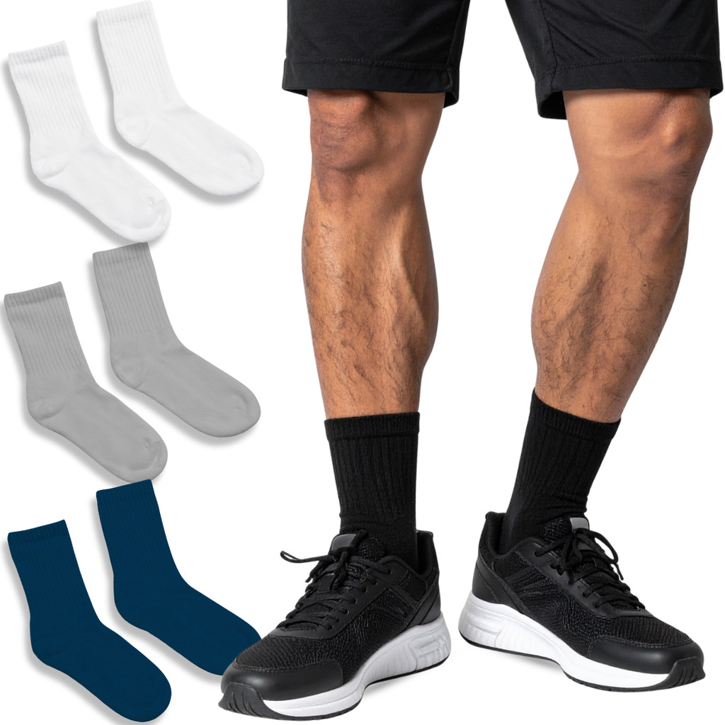 Kit Até 12 Pares Meia Masculina Cano Médio Respiravel Em Cores Sortidas