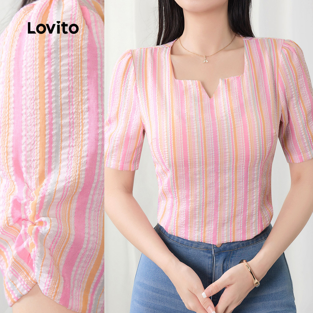 Lovito Blusa Casual com Recortes Dobrados para Primavera/verão para Mulheres L154ED526 em Oferta na Shopee