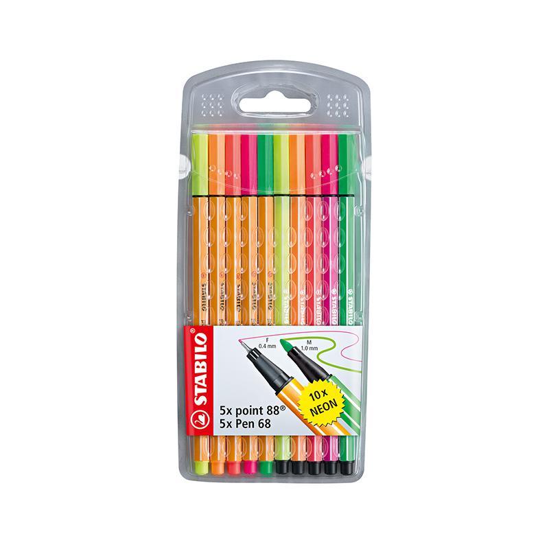 Caneta hidrográfica Fine Point 8868/10-1 cores neon estojo com 10 unidades Stabilo em Oferta na Shopee