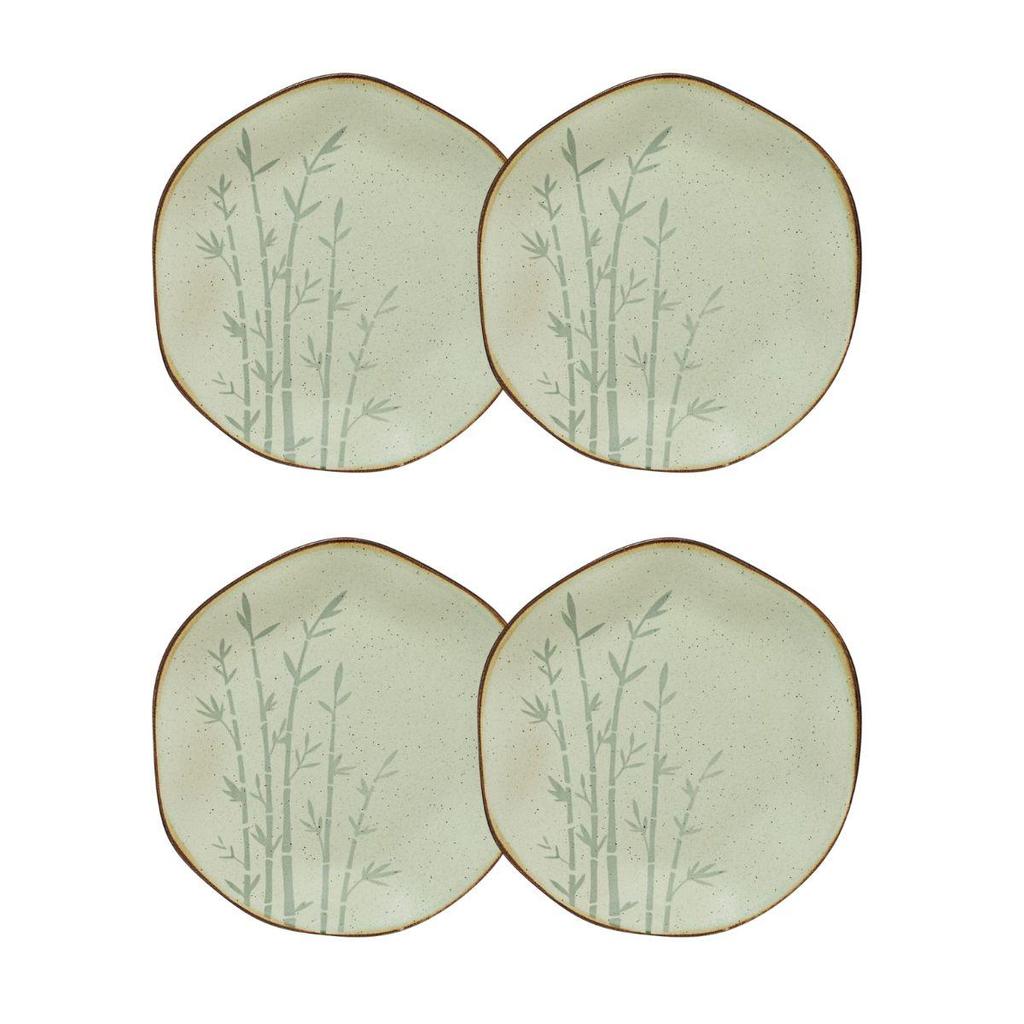 Conjunto 4 Pratos de Sobremesa 21,5 cm Ryo Bambu Porcelana Oxford