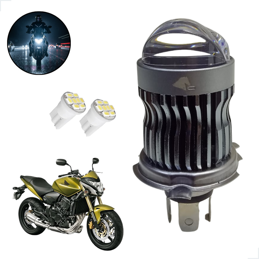 Lâmpada Led H4 Stallion G204 Moto Honda CB 600F Hornet Farol Principal Branca Potente