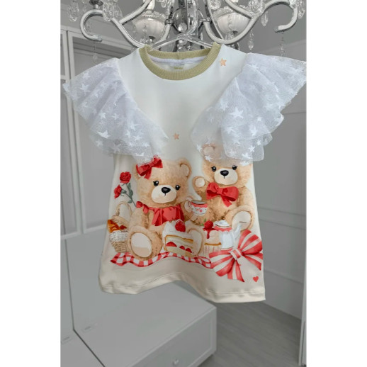 Vestido Infantil Ursinha com Tule em Oferta na Shopee