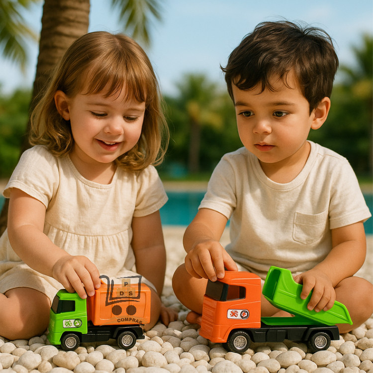 Kit Caminhão De Lixo Brinquedo E Caminhão Caçamba Infantil Articulados Super Frotinha Divplast