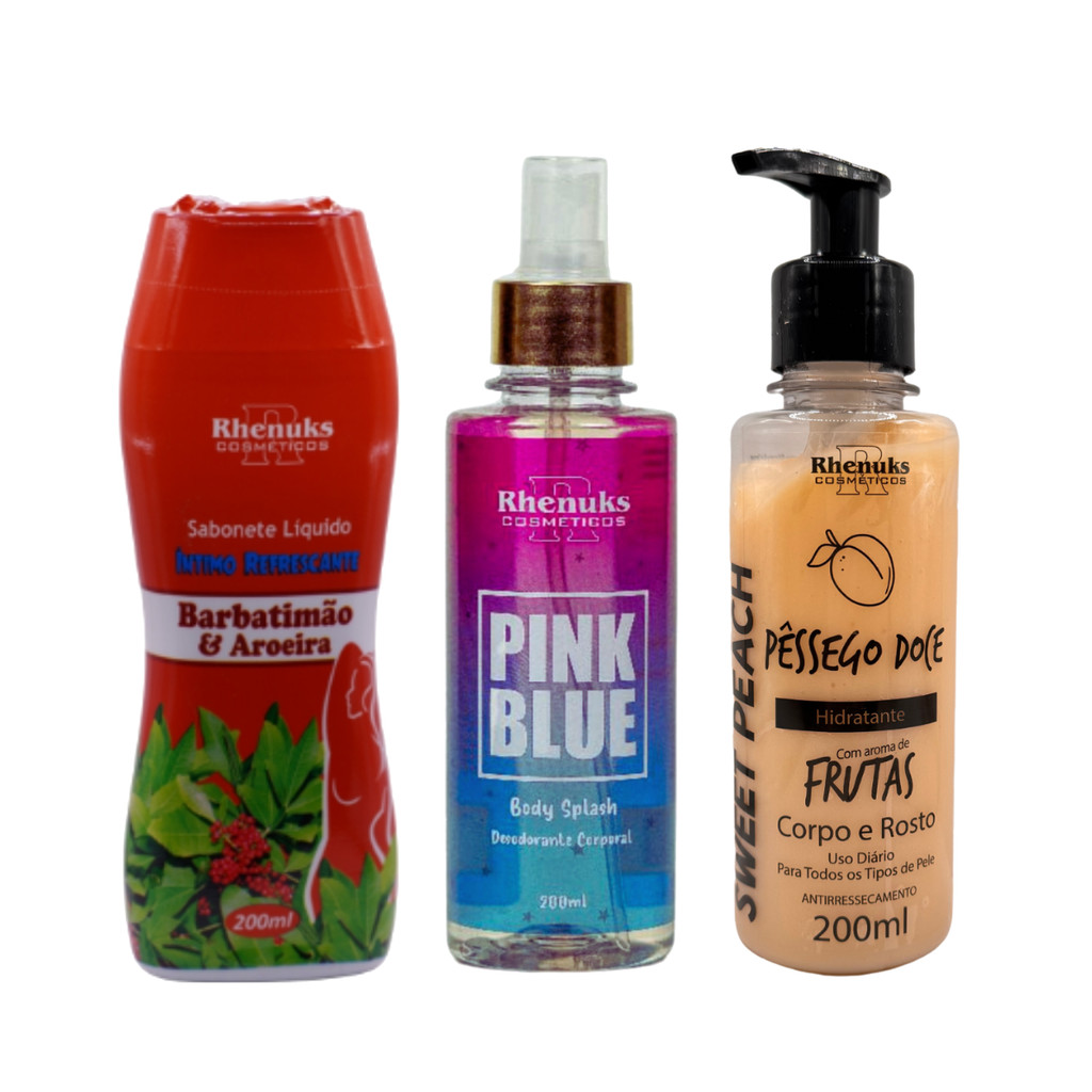 Kit Banho E Hidratação Perfumada Rhenuks Pêssego Lançamento