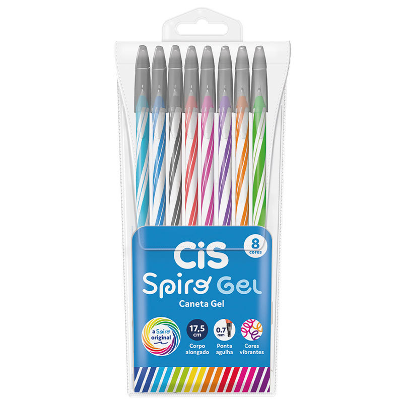 Caneta gel 0.7mm Spiro com 8 unidades Cis em Oferta na Shopee