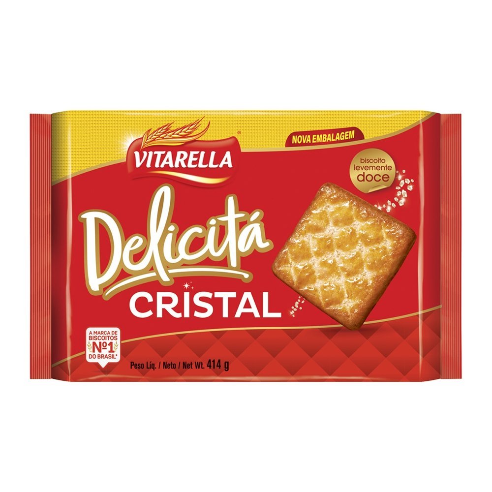 Biscoito Vitarella Delicita Cristal 414g - Embalagem com 24 Unidades