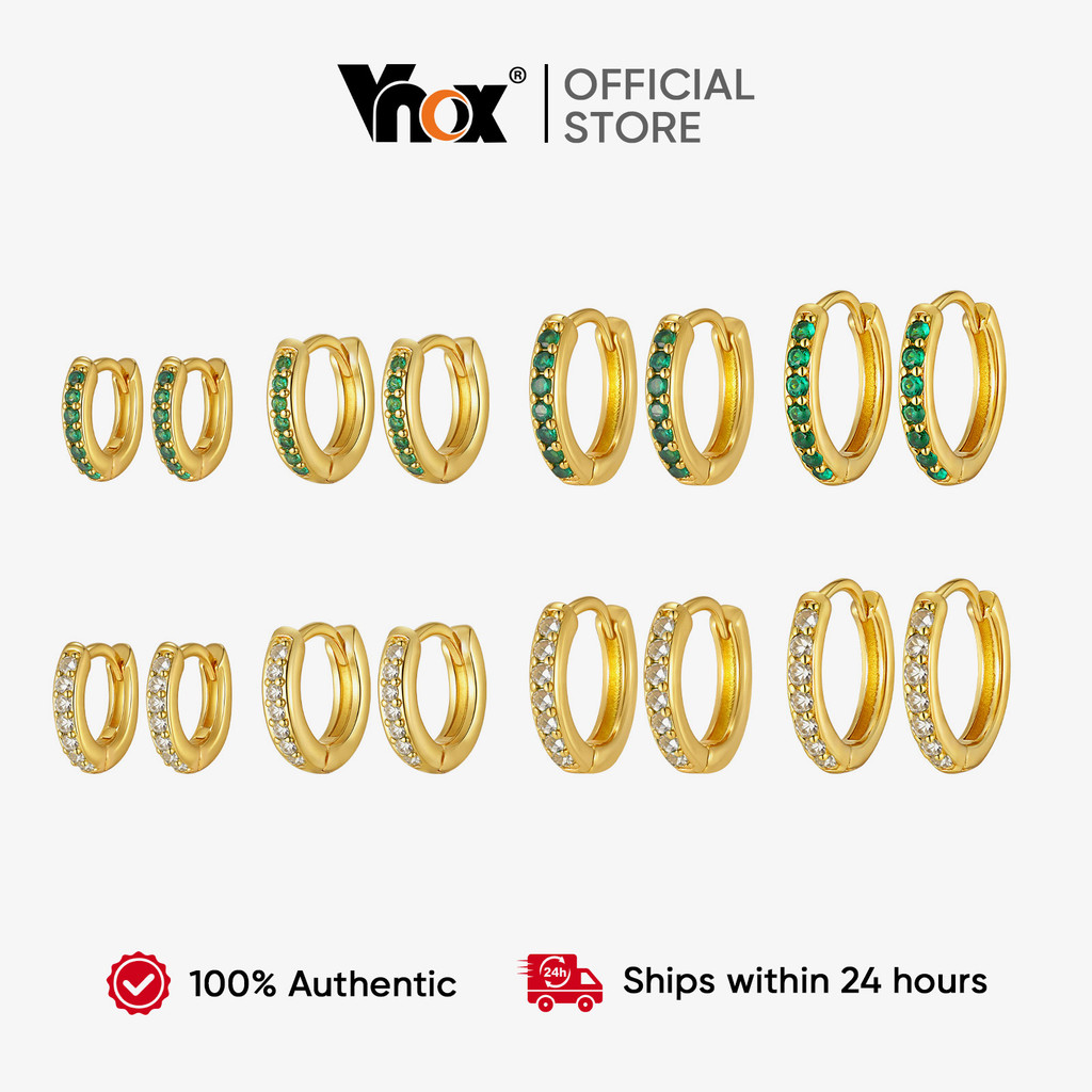 Vnox Feminino Meninas Branco Verde Zircão Brincos De Argola Cúbico Banhado A Ouro Hipoalergênico Requintado Círculo Jóia em Oferta na Shopee