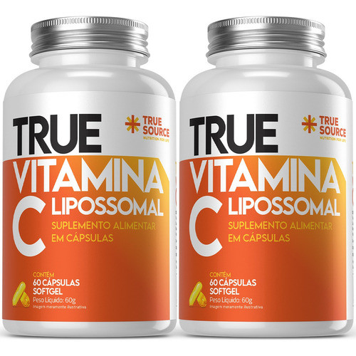 Vitamina C Lipossomal Kit 2 60 Cápsulas True Source Sem Sabor