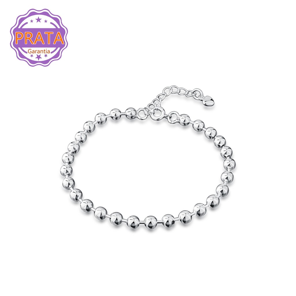 Pulseira Feminino Banhado a Prata 925 Bolinhas Berloque Ajustável Com Miçangas Para Casal e Amizade Estilo