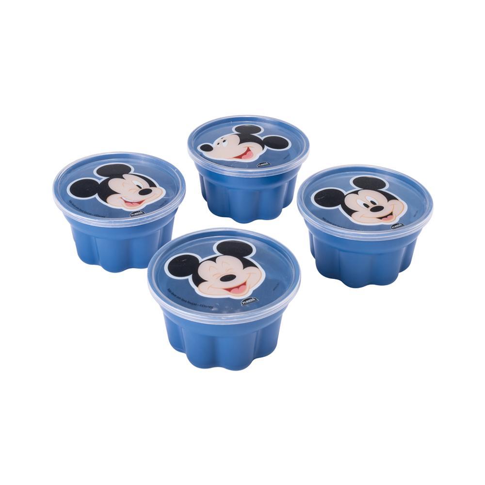 Kit 4 Potes Mickey Lancheira Sobremesa Passeio Plasútil
