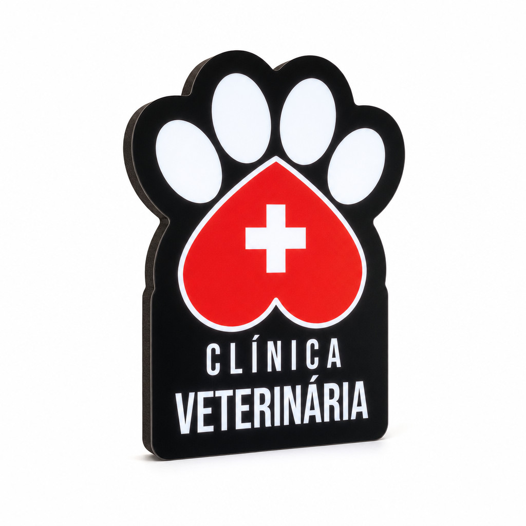 Letreiro Luminoso Clínica Veterinária - Decoração Pet Shop