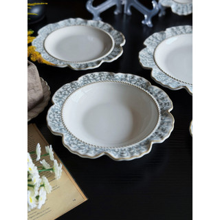 Lindo prato de jantar prato profundo prato de comida ocidental doméstico Underglaze cor placa gigante bonito