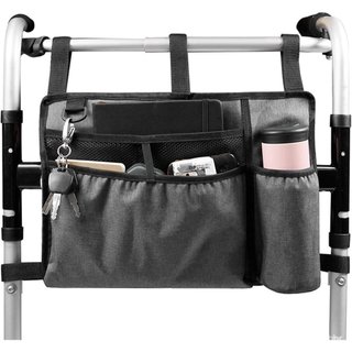 Bolsa para Andador de Grande Capacidade com Porta-Copos, Cesto de Armazenamento Dobrável, Adequada para Andadores de Dua