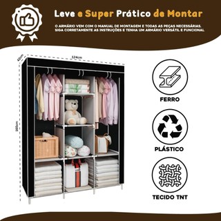 Guarda Roupa Dobrável Organizador De Roupa Armário Grande