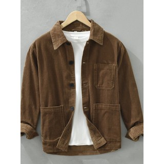 Japonês Retro masculino ferramentas camisa de manga comprida Casual solto gola quadrada camisa superior moda jaqueta de 