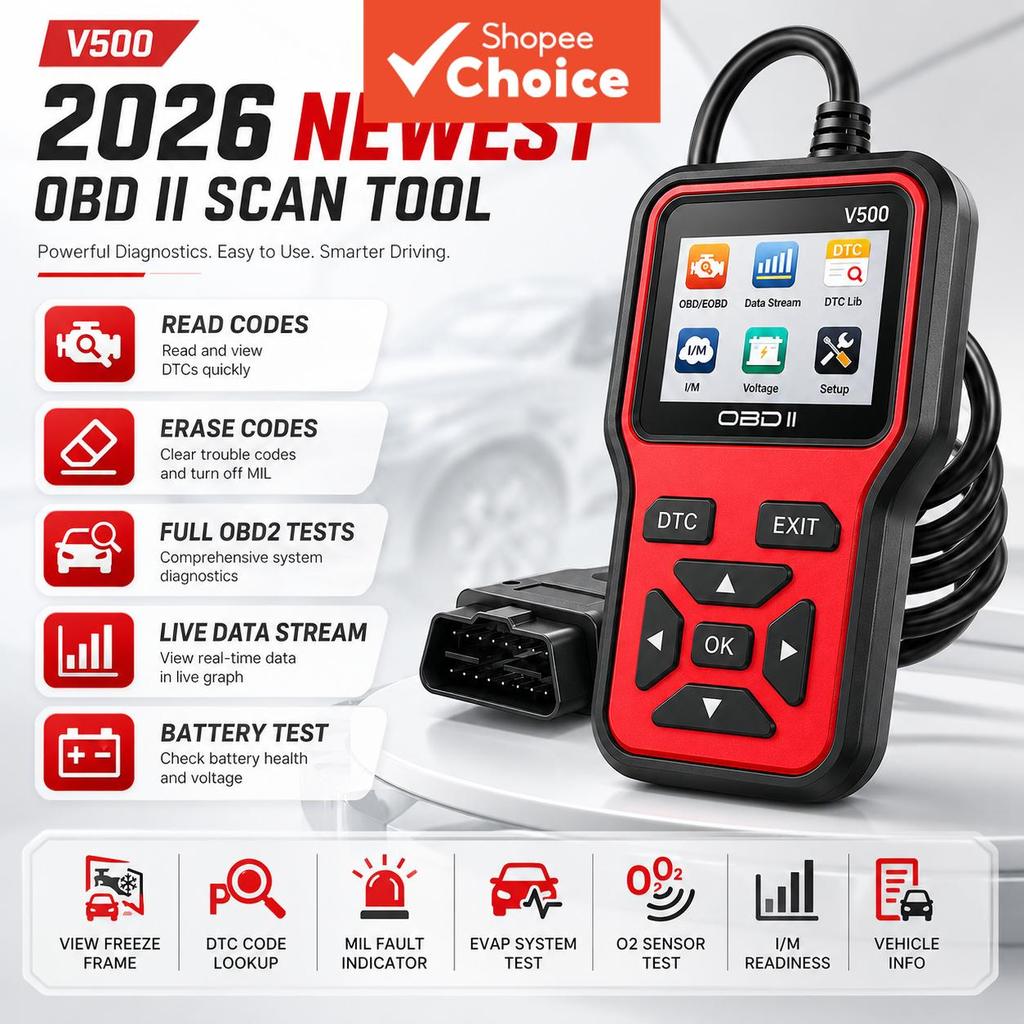 Scanner profissional de OBD2 para carro V500, leitor de código de falha do motor, ferramenta de diagnóstico de reset