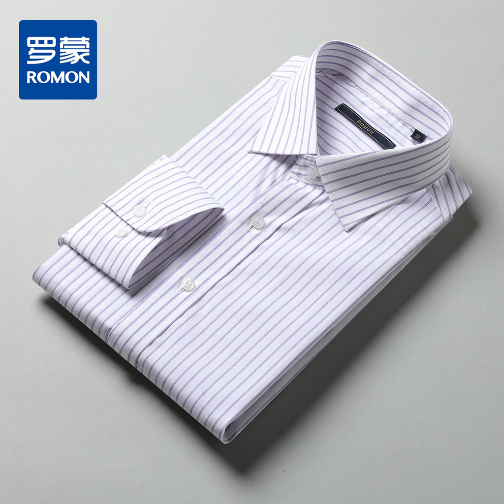 [100% algodão] Camisa masculina Romon simples listrada pública cardigã masculina confortável Casual negócios