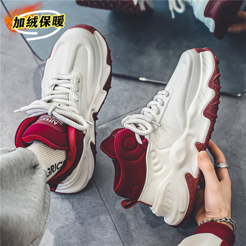 2025 primavera novo estilo sapatos masculinos forro de lã esportes sapatos casuais masculinos sapatos de algodão quente
