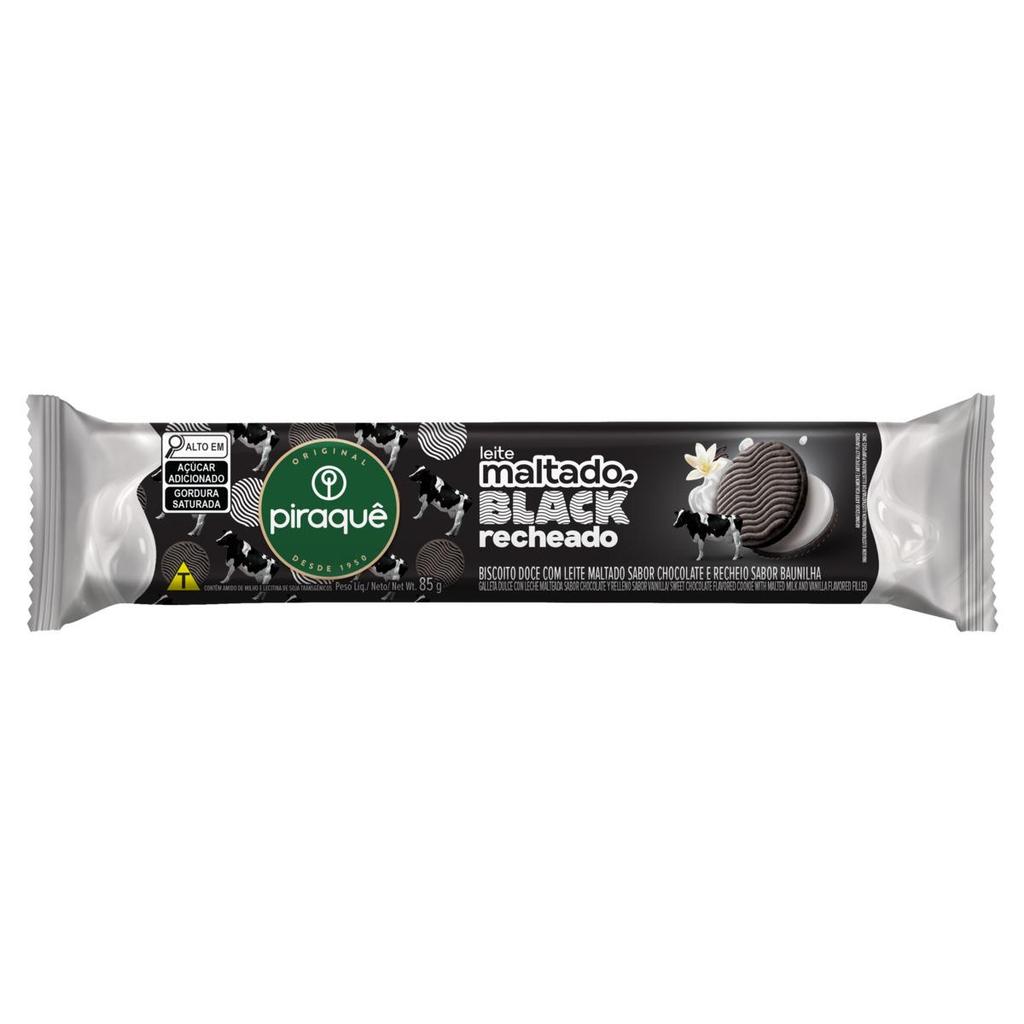 Biscoito Piraquê Maltado Black Baunilha Recheado 85g