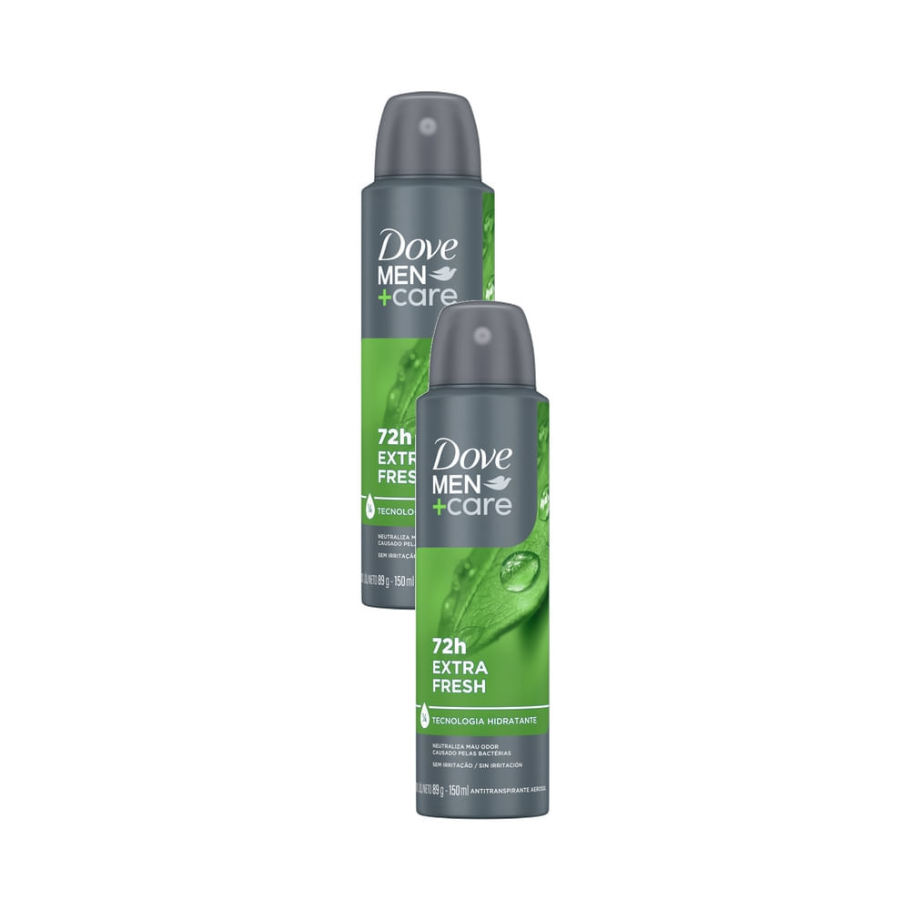 Kit 2 Desodorante Dove Men + Care Extra Fresh Aerosol Antitranspirante 72h com 150ml