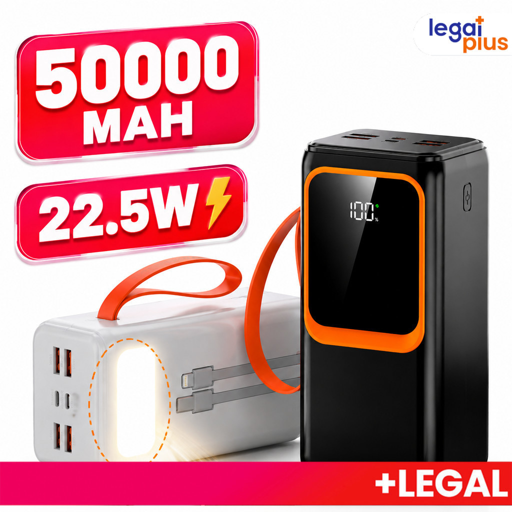 Power Bank 50000mAh Carregador Portátil Carregamento Rápido PD 22.5W Bateria Externa