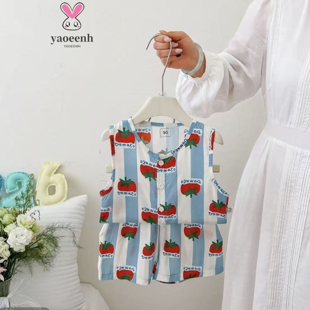80-170CM meninos meninas algodão colete de seda conjunto médio grande crianças fino sem mangas colete camiseta Shorts co