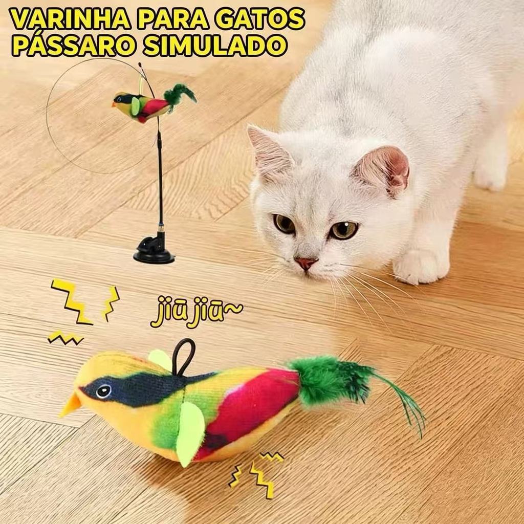Brinquedo de caça para gatos, varinha provocadora, rotação automática de 360 ​​graus, base com ventosa.