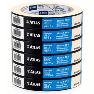 6 Fita crepe larga uso geral pintura 18mm X 50m profissional a melhor