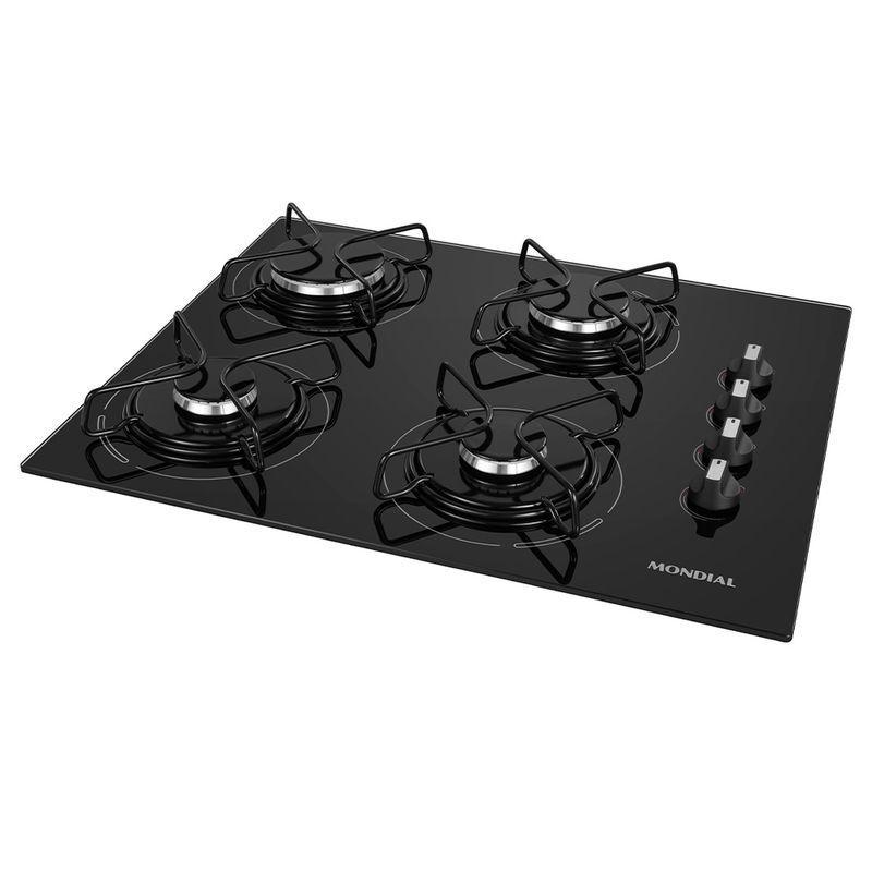Fogão Cooktop 4 Bocas a Gás Mondial CTG-01 Preto-Inox Bivolt