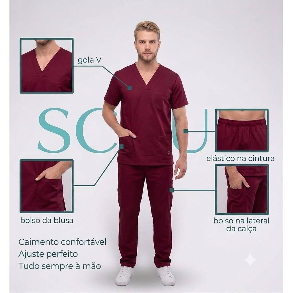 Pijama Cirúrgico Scrub Masculino Sofisticado e Corfortável