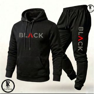 Conjunto Moletom B L A C K  Blusa Moletom + Calça Com Bolso  Linha Premium StreetWear Casaco de Frio Lançamento CS