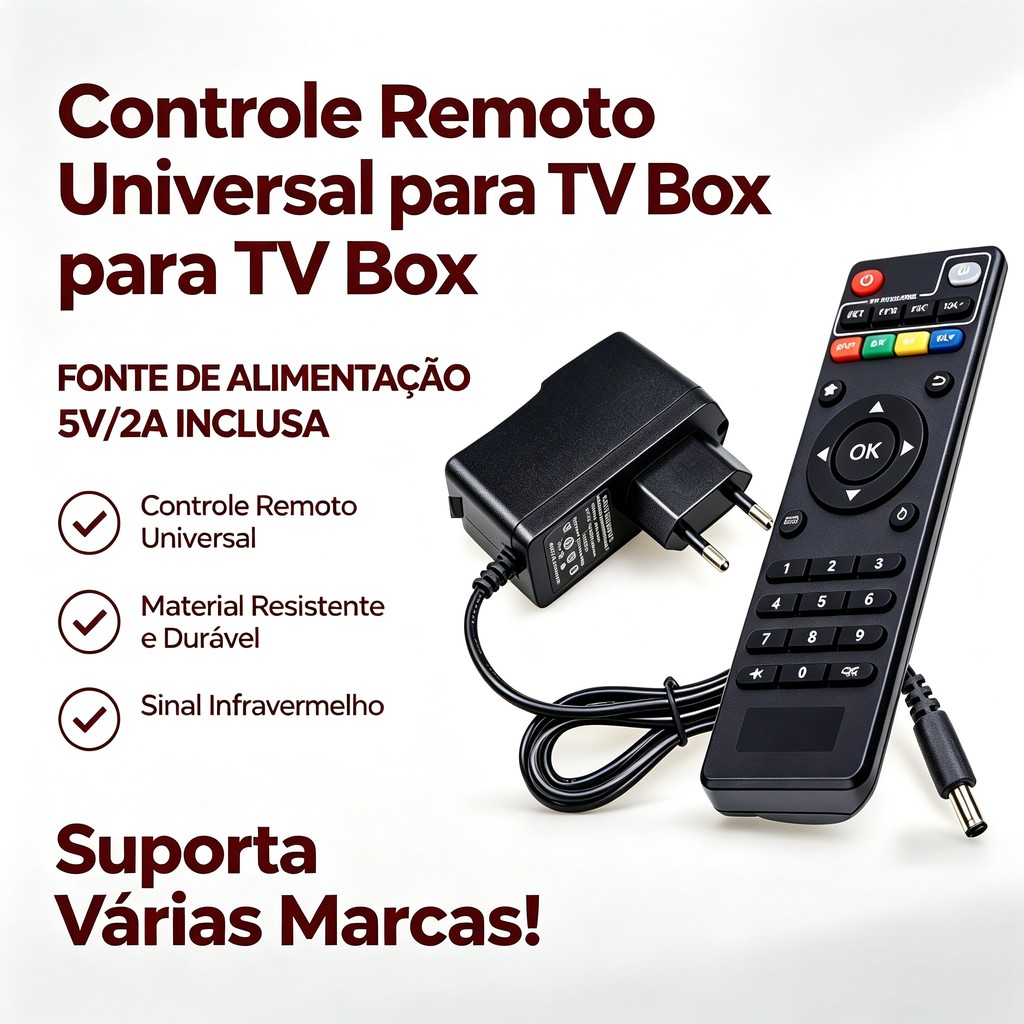 Fonte Universal + Controle Remoto Smart Box TV | Compatível Roku Fire Stick Appl