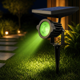 Espeto Solar LED Verde 5W Refletor Solar Jardim Luminária Externa IP65 Decoração Paisagismo Quintal