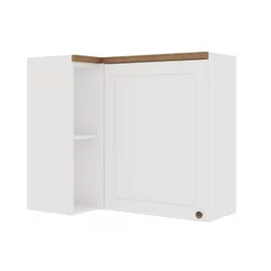 Armário Aéreo de Canto 1 Porta 100% MDF Iluminata Branco/Fosco Branco Fosco